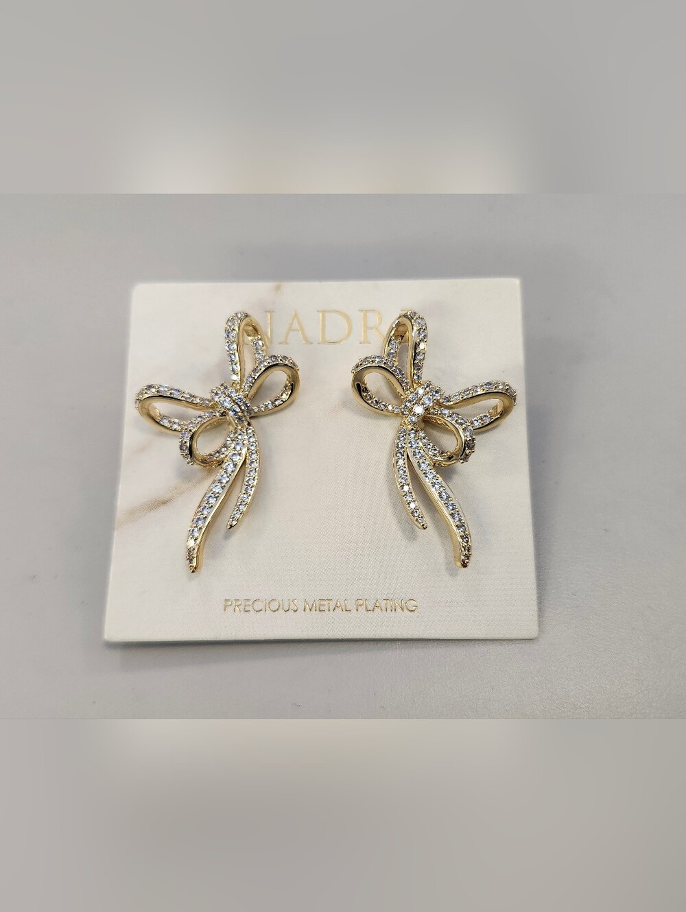 NWT Nadri Gold-Tone Le Bisou Pavé Bow Earrings